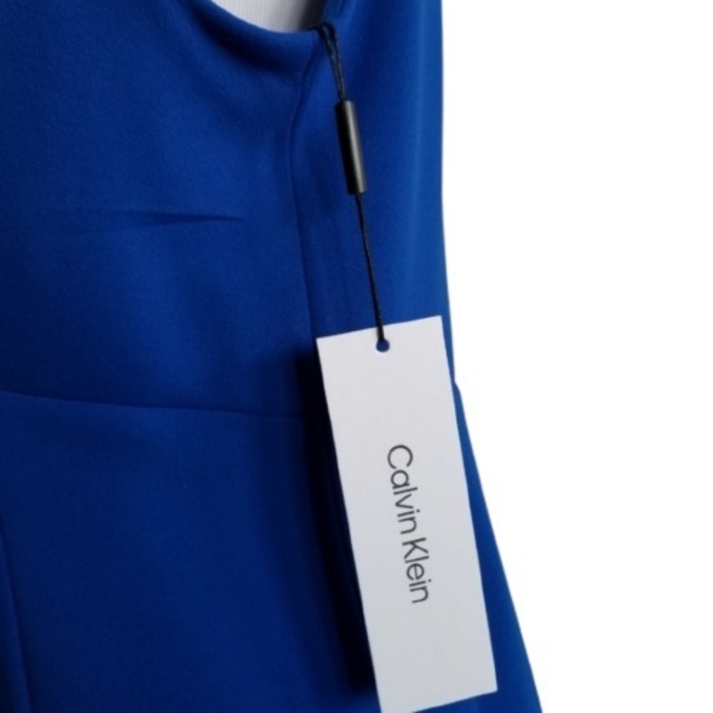 🆕️⬇️Calvin Klein Capri Blue V-neck Tie Sheath Dress - Picture 11 of 13